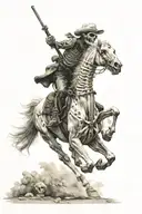 skeleton cowboy, skeleton horse, horse skeleton, running tattoo design idea