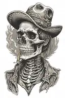 skeleton cowboy, cigar tattoo design idea