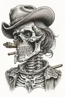 skeleton cowboy, cigar tattoo design idea