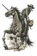 skeleton cowboy, skeleton horse tattoo design idea