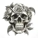 rose inside of skull tattoo design idea