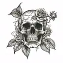 rose inside of skull tattoo design idea