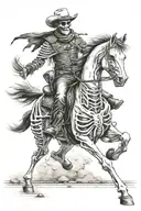 skeleton cowboy, skeleton horse, horse skeleton, running tattoo design idea
