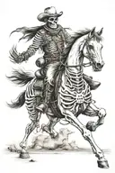 skeleton cowboy, skeleton horse, horse skeleton, running tattoo design idea