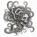 scary medusa skeleton tattoo design idea