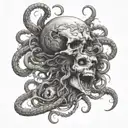 scary medusa skeleton tattoo design idea