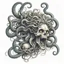 scary medusa skeleton tattoo design idea