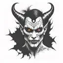 demon face, scary, disgusting scary evil tattoo design idea