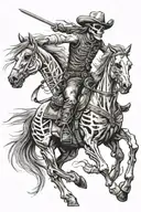 skeleton cowboy, skeleton horse, horse skeleton, running tattoo design idea