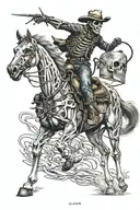 skeleton cowboy, skeleton horse, horse skeleton, running tattoo design idea