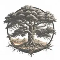 tree of life on fire burning tattoo design idea