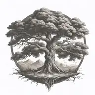 tree of life on fire burning tattoo design idea