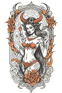 succubus, fire, hell, thorns,  tattoo design idea