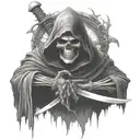 reaper full body, hooded, dark tattoo design idea