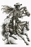 skeleton cowboy, skeleton horse, horse skeleton, running tattoo design idea