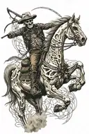skeleton cowboy, skeleton horse, horse skeleton, running tattoo design idea
