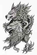 wolf eagle fighting tattoo design idea