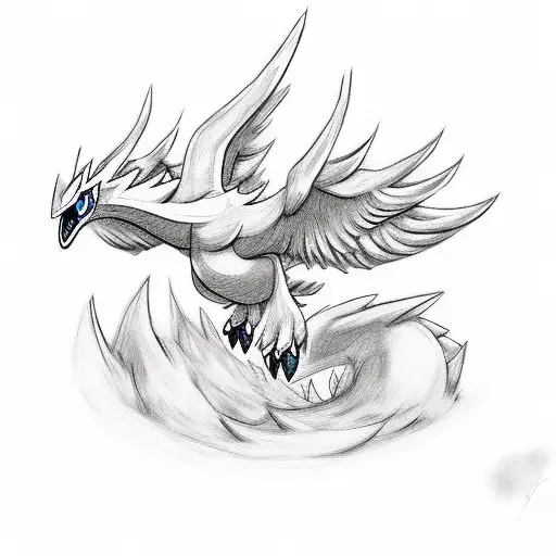 Lugia fighting Ho-Oh tattoo design idea