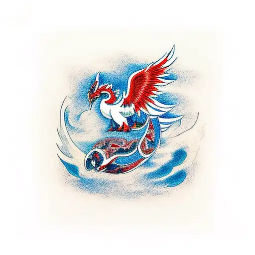 Lugia fighting Ho-Oh tattoo design idea