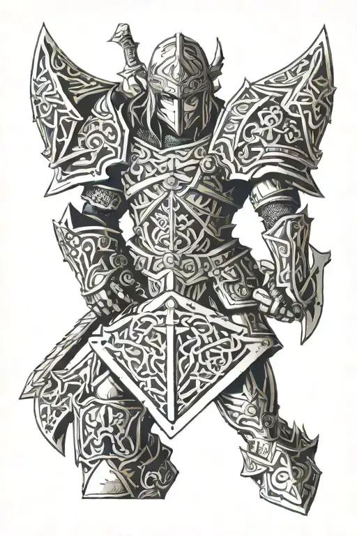 A tattoo inspired by the Legend of Zelda and Lineage 2 majestic armour set to fore arm tattoo design idea