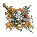 Fish hook and spatula crossbones tattoo design idea