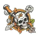 Fish hook and spatula crossbones tattoo design idea