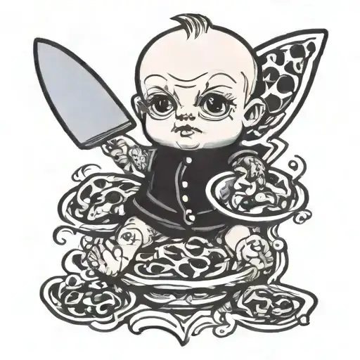 kewpie doll, pizza slice tattoo design idea