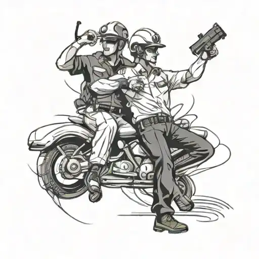 Design a tattoo featuring a paramedic dancing with your boyfriend, capturing your love for dance and your occupation as an EMT tattoo design idea