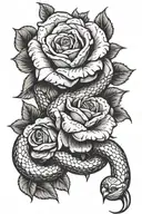 Snake rose intertwined with knife surrounded tattoo design idea