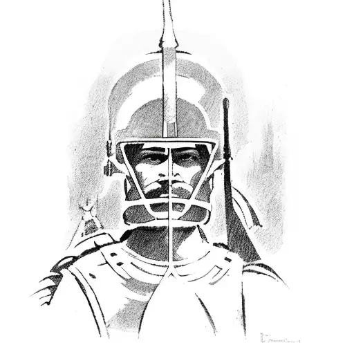 Spartan army marching in formation tattoo design idea