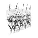 Spartan army marching in formation tattoo design idea