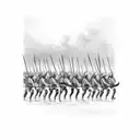 Spartan army marching in formation tattoo design idea