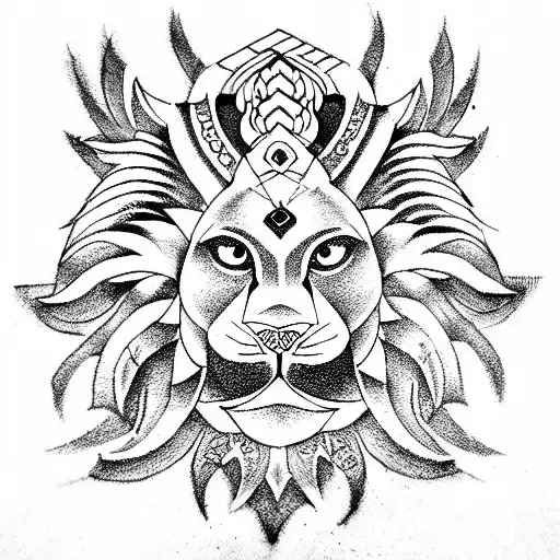 A Vajra Weapon, lion, ultimate wisdom, buddhism, reality, Aquarius, Swastika,  tattoo design idea