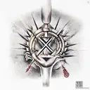 (A Vajra Weapon) decpiting, UltimateWisdom,Buddhism,Reality,Aquarius,Swastika,  tattoo design idea