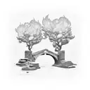 old stone bridge engulfed in flames   tattoo design idea