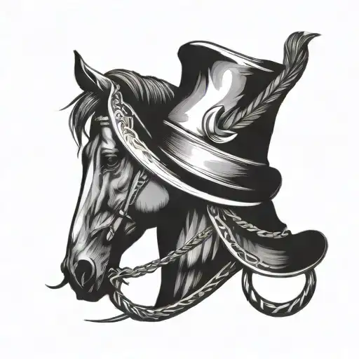 A tattoo of a party hat and a horseshoe intertwined, reflecting your passion for parties and horses tattoo design idea