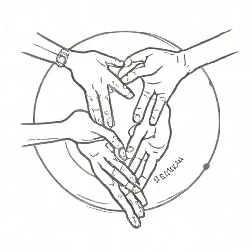 A minimalist tattoo of a group of friends holding hands in a circle, representing your love for hanging out with friends and colleagues tattoo design idea