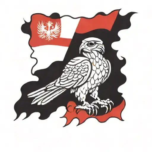 polish falcon wrapped in polish flag intertwined tattoo design idea
