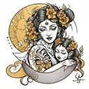 mother daughter moon luba orotect tattoo design idea