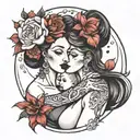 mother daughter moon luba orotect tattoo design idea