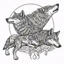 mother daughter moon luna protect wolf tattoo design idea