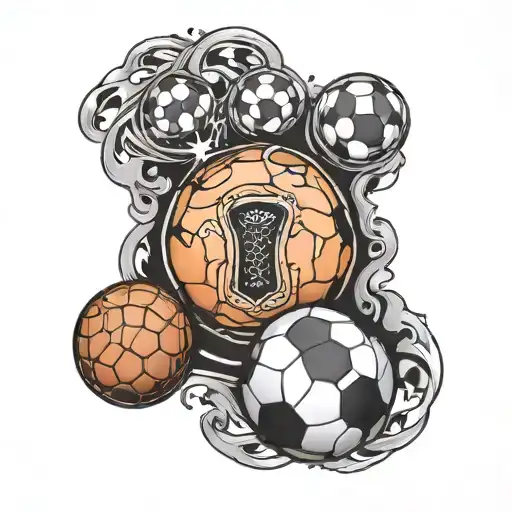 Football ball, handball ball in hearth  tattoo design idea