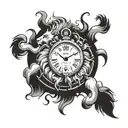 Clumsy lion with big digital clock behins tattoo design idea