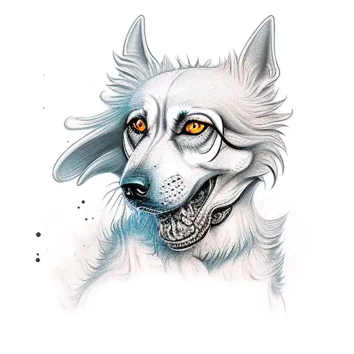 chibi style hell hound  tattoo design idea