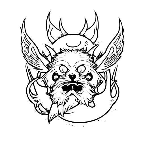 chibi style hell hound tattoo design idea