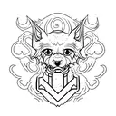 chibi style hell hound tattoo design idea