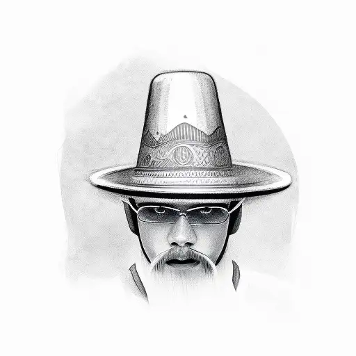 señor con sombrero retrato tattoo design idea