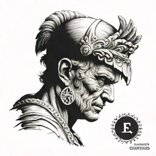 Caesar hyper realistic greek tattoo design idea