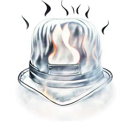 A fierce boxing glove with flames and a chef's hat incorporated into the design tattoo design idea