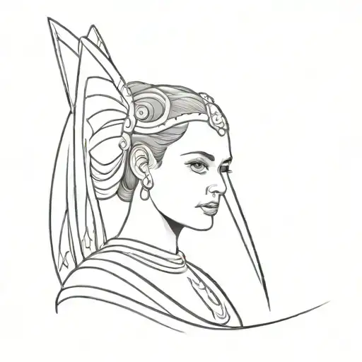 padme amidala minimalist tattoo or something that represents her like Naboo but with no color tattoo design idea